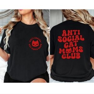 Cat mom shirt cute antisocial cat moms club popular cat mama Red